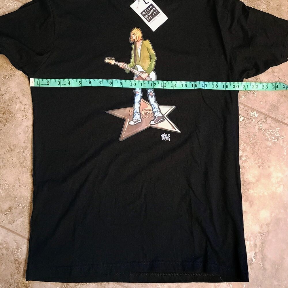 NWT The Grunge Guy Kurt Cobain Unisex Black Short Sleeve T-Shirt Large - Picture 8 of 10